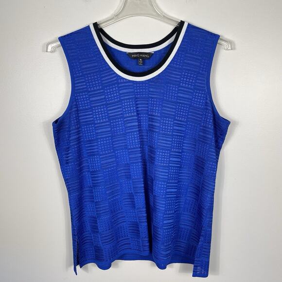 Ming Wang Jacket & Tank Top Twin Set Size XL Cobalt Blue Textured Career Office - Picture 2 of 13